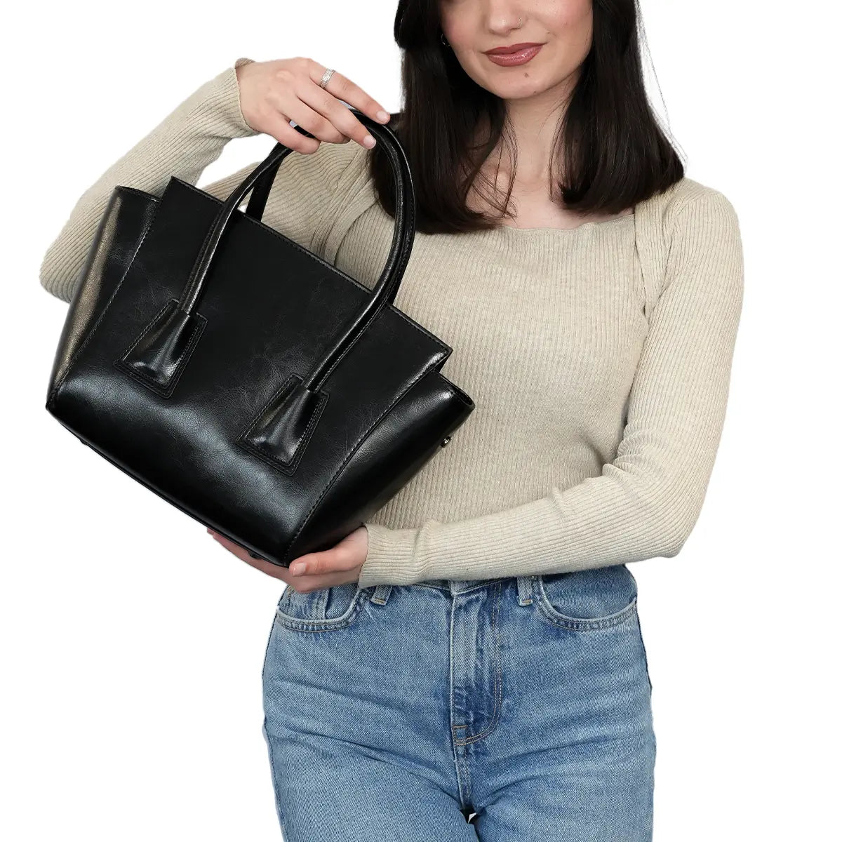 Glamour Grove Satchel Leather Bag for Women