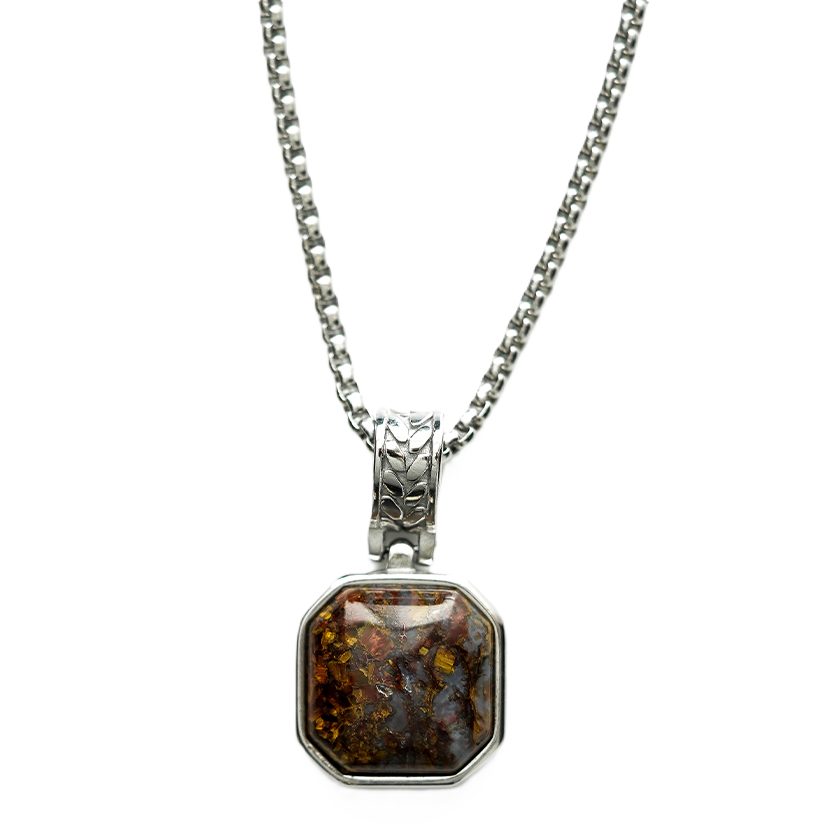 Valeria Rustic Ember Stone Pendant Necklace