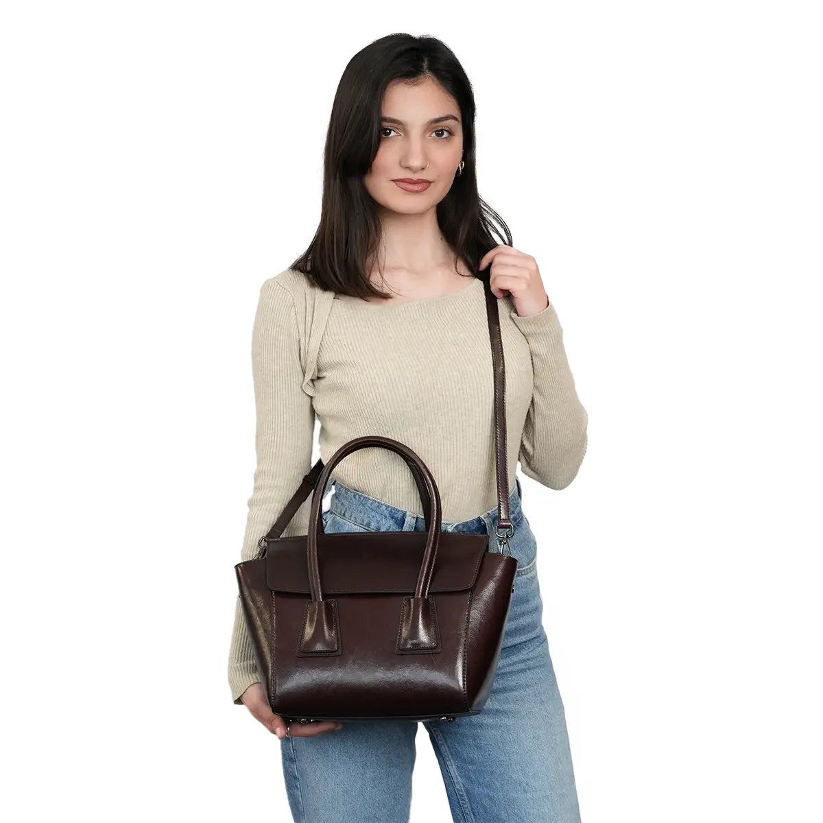 Glamour Grove Satchel Leather Bag for Women