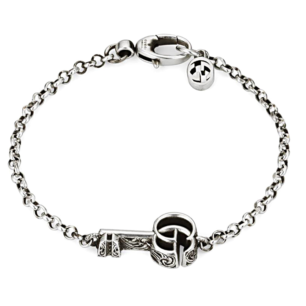 Gucci Double G Key Sterling Silver Chain Bracelet