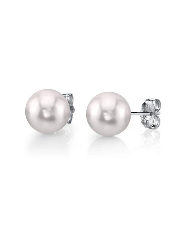LeLuxe Center Frosted Ivory Pearl Stud Earrings – Silver Mount