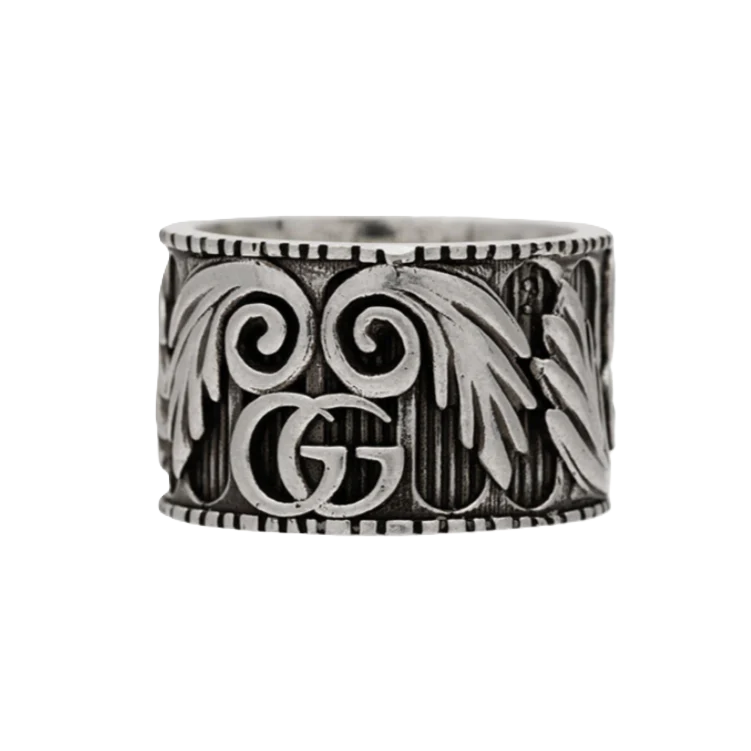 Double G Sterling Silver Leaf Motif Ring NEW IN BOX