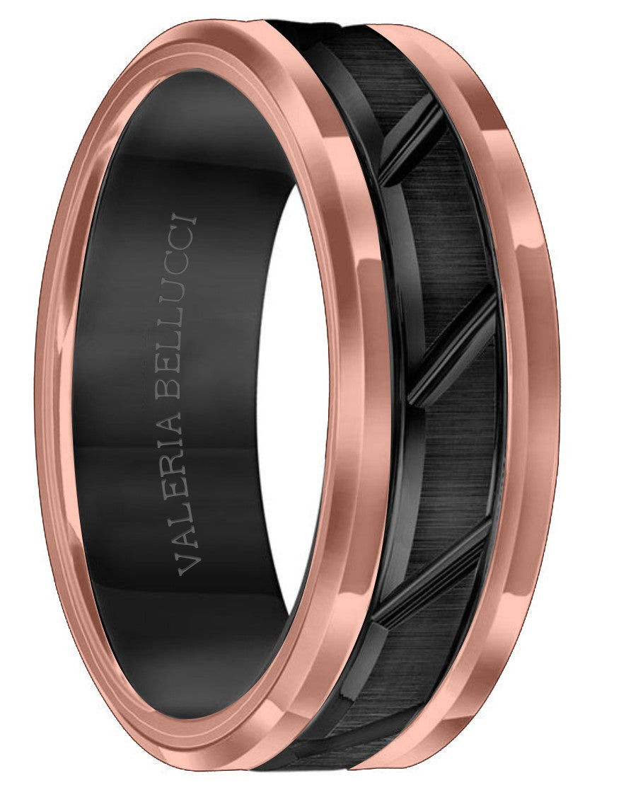 Valeria Bellucci Rose Gold & Black Ceramic Signature Ring