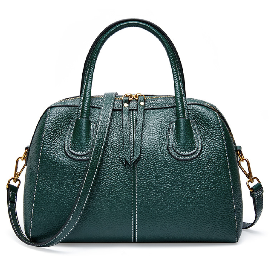 Valeria Bellucci Élégance Pebbled Dome Satchel bag – Green